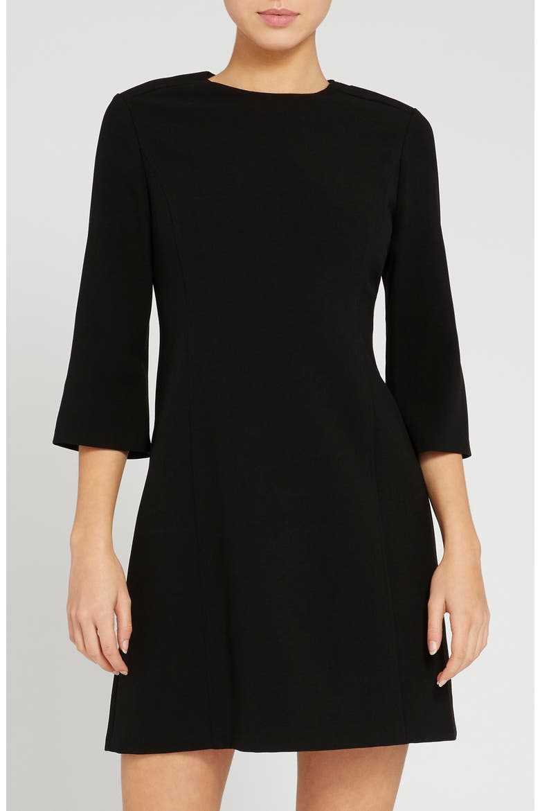 Three-Quarter Sleeve Shift Dress, Alternate, color, BLACK