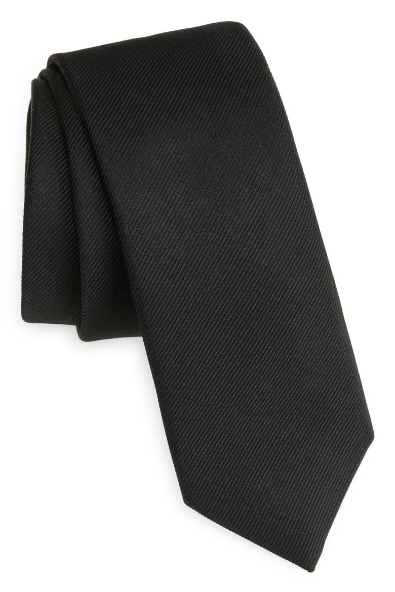 Silk Blend Tie, Main, color, BLACK