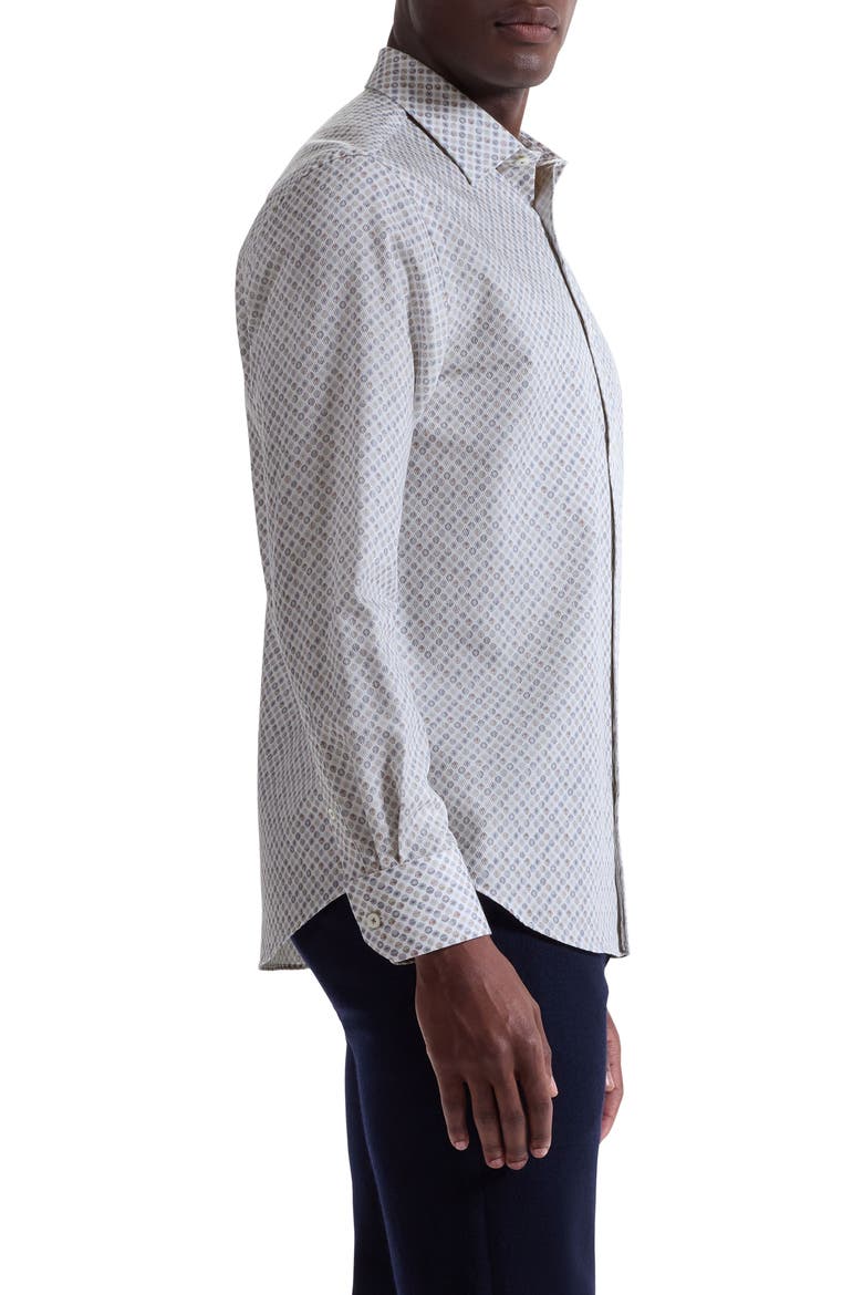 Julian Shaped Fit Geo Print Button-Up Shirt, Alternate, color, CHALK