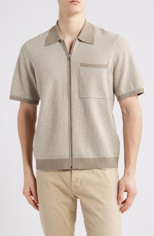 Rag & Bone Zuma Jacquard Stripe Short Sleeve Knit Zip-up Shirt