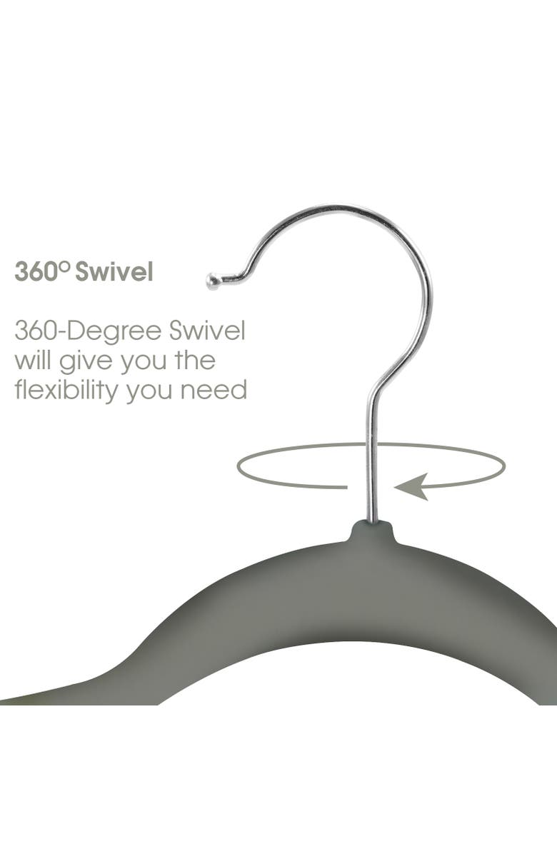 Elama Home 50 Piece Flocked Velvet Clothes Hangers with Stainless Steel Swivel Hooks, Alternate, color, Grey