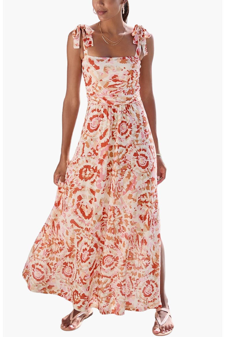 Tie Strap Maxi Dress, Main, color, Rose Red