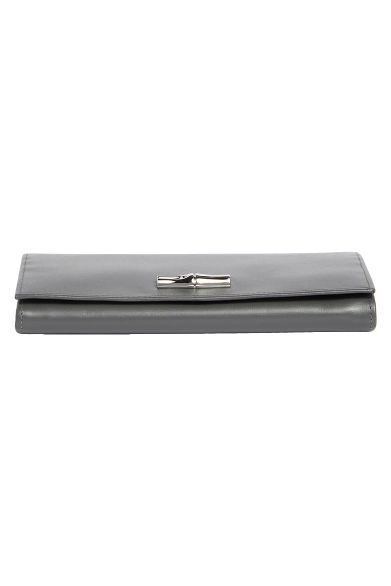 Leather Flap Wallet, Alternate, color, GUNMETAL
