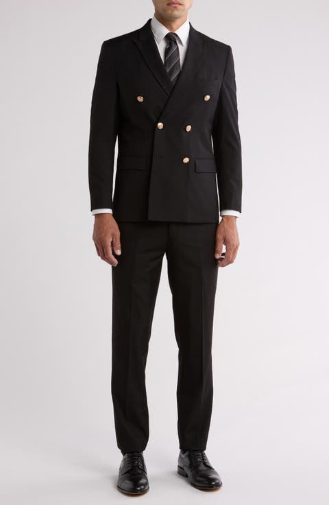 Slim Fit Solid Double Breasted Suit (Regular & Big)