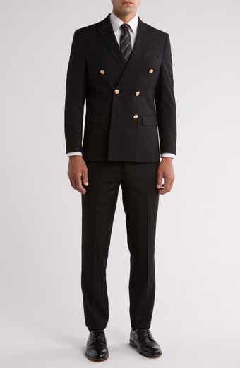 Gino Vitale Slim Fit Solid Double Breasted Suit