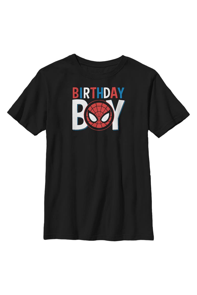 Boys' Husky Plus Spider-Man Birthday Boy Mask Graphic Tee, Main, color, Black