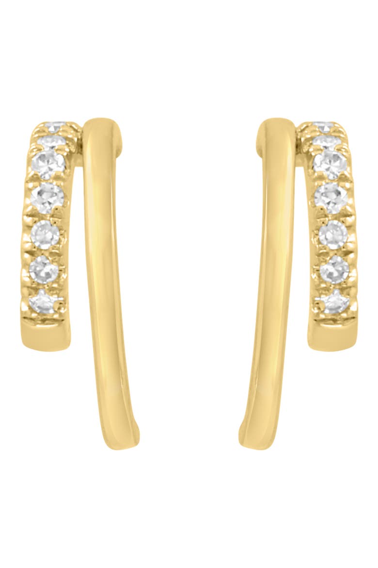 14K Yellow Gold Plated Sterling Silver Diamond Double Hoop Earrings, Alternate, color, GOLD