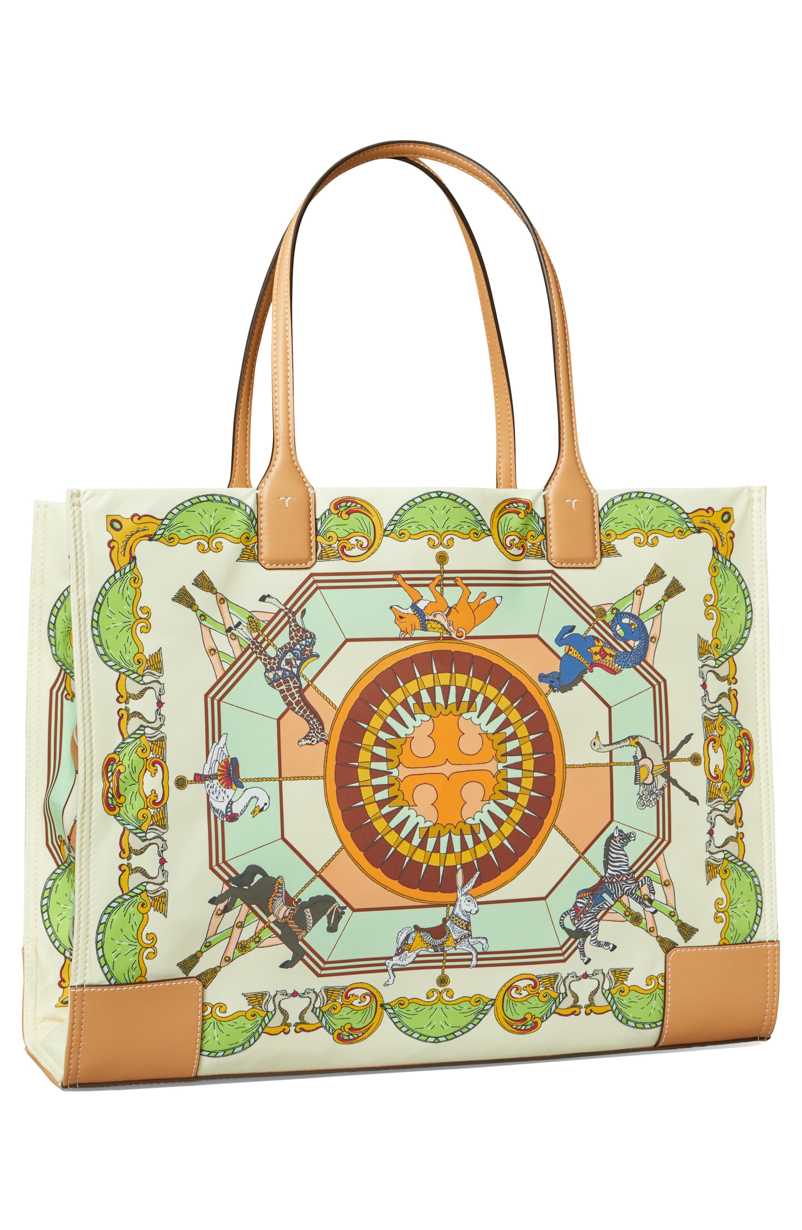 Ella Print Tote, Alternate, color, FRENCH CREAM CAROUSEL