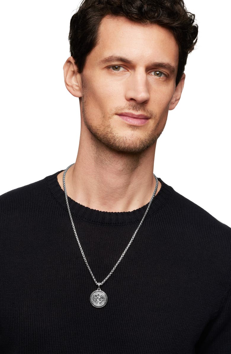 David Yurman Men's St. Christopher Amulet with Pavé Black Diamonds, Alternate, color, Silver Pave