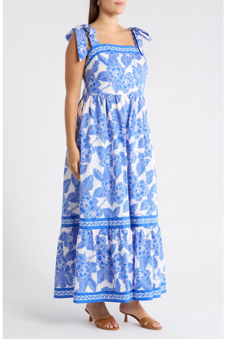 Rency Floral Smocked Maxi Dress, Alternate, color, WHT-BLU