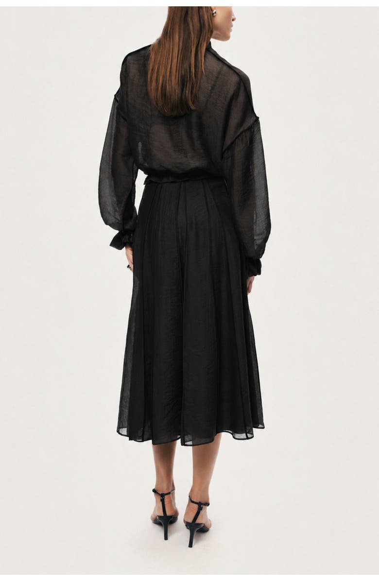 Nocturne Sheer Pleated Midi Skirt, Alternate, color, Black