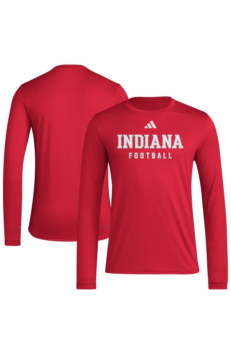 adidas Men's adidas  Crimson Indiana Hoosiers Locker Practice Football Pre-Game Long Sleeve T-Shirt, Main, color, 
