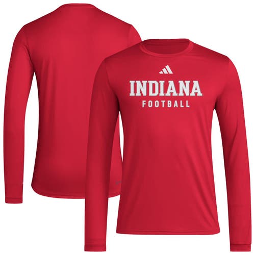 Adidas Originals Adidas  Crimson Indiana Hoosiers Locker Practice Football Pre-game Long Sleeve T-shirt In Red