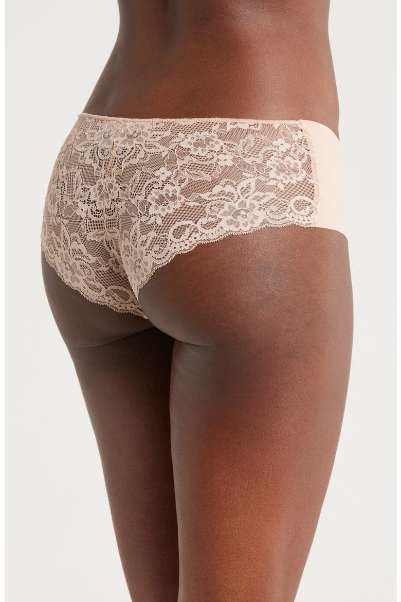 Estelle Lace Trim Stretch Cotton Hipster Panties, Alternate, color, BLUSH
