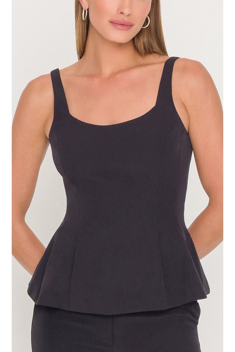 Sofia Crepe Peplum Top, Alternate, color, Black