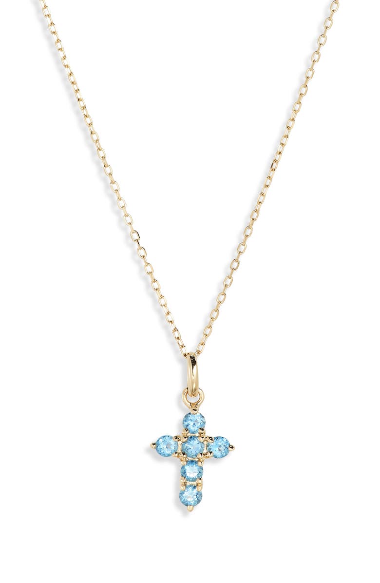 Bony Levy Blue Topaz Cross Pendant Necklace, Main, color,
