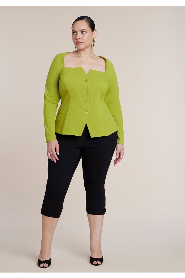 Square Neck Button Front Top, Alternate, color, PEAR LIQUEUR