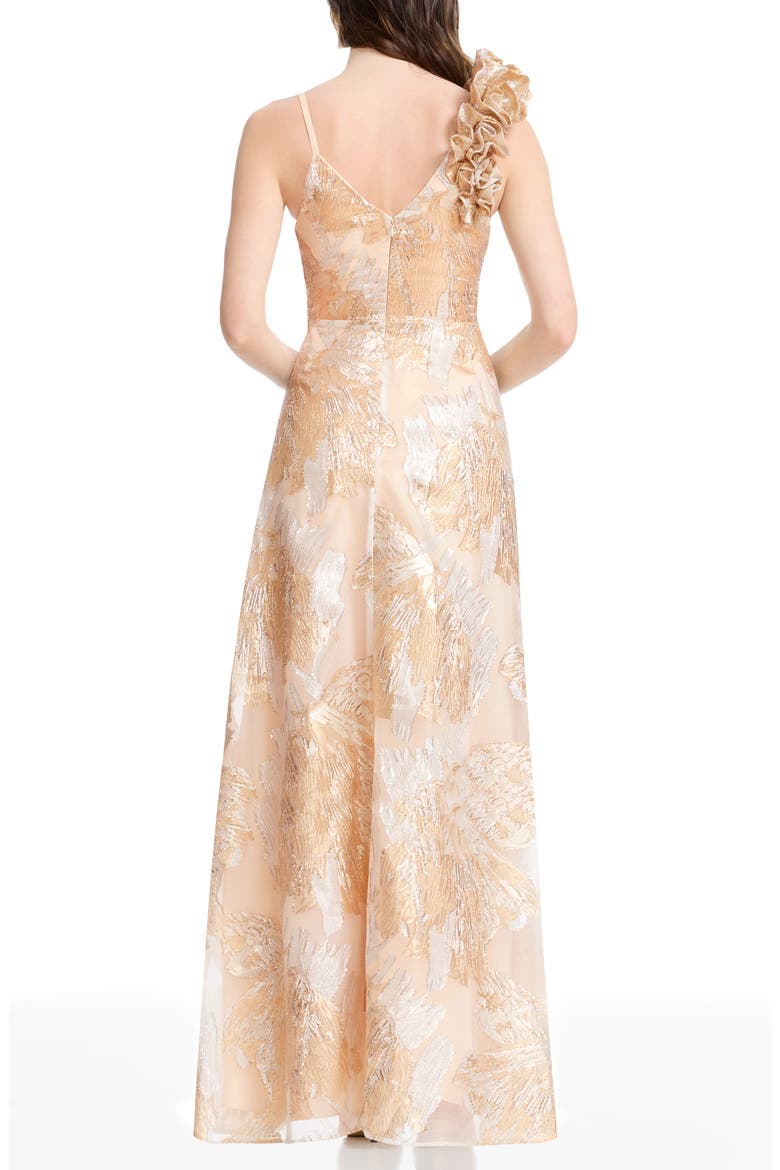 Camelia Metallic Jacquard Gown, Alternate, color, GOLD-SILVER MULTI
