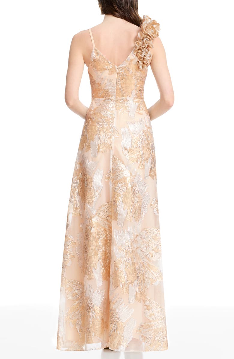 Dress the Population Camelia Metallic Jacquard Gown, Alternate, color, Gold-Silver Multi