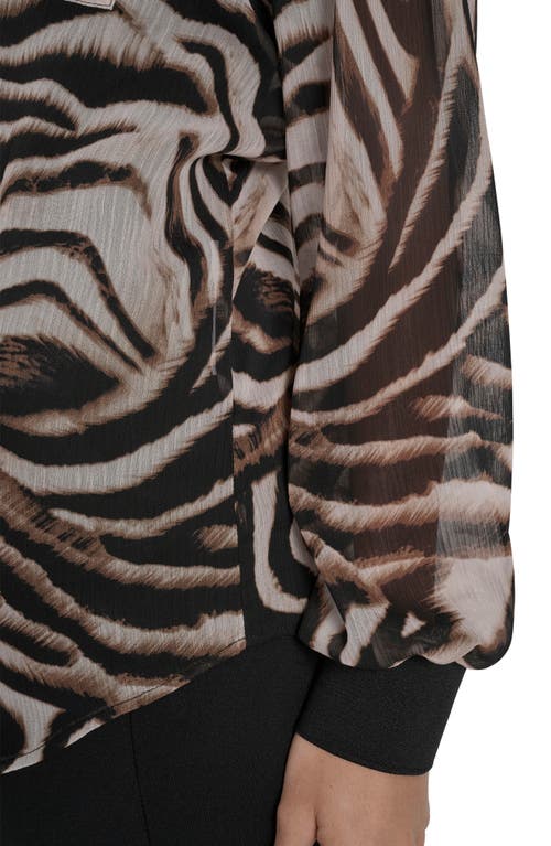 Dkny Floral Print Long Sleeve Chiffon Shirt In Multi