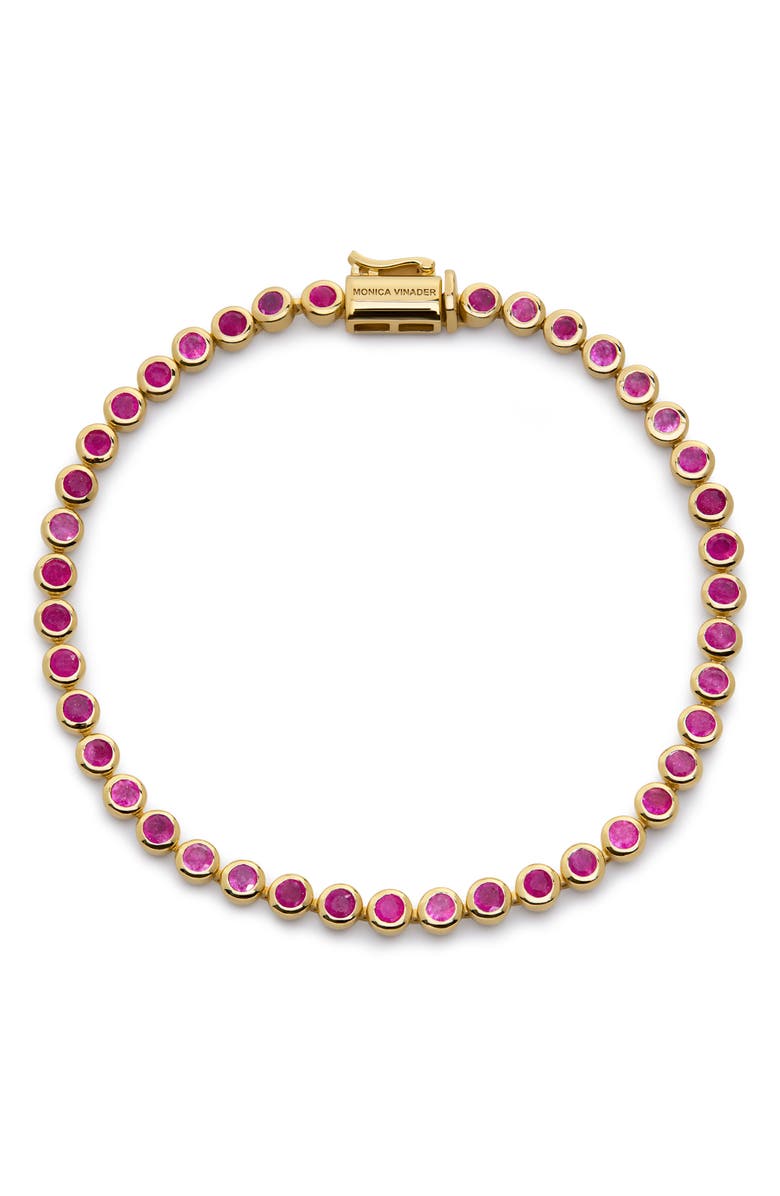 Monica Vinader Pink Quartz Essential Tennis Bracelet, Main, color, 18K Gold Vermeil/ Pink Quartz