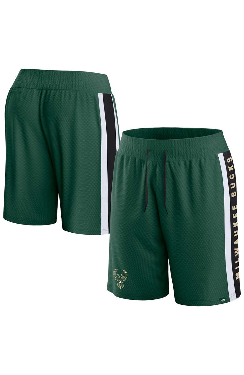 FANATICS Men's Fanatics Branded Hunter Green Milwaukee Bucks Referee Iconic Mesh Shorts, Main, color, Hunter Green