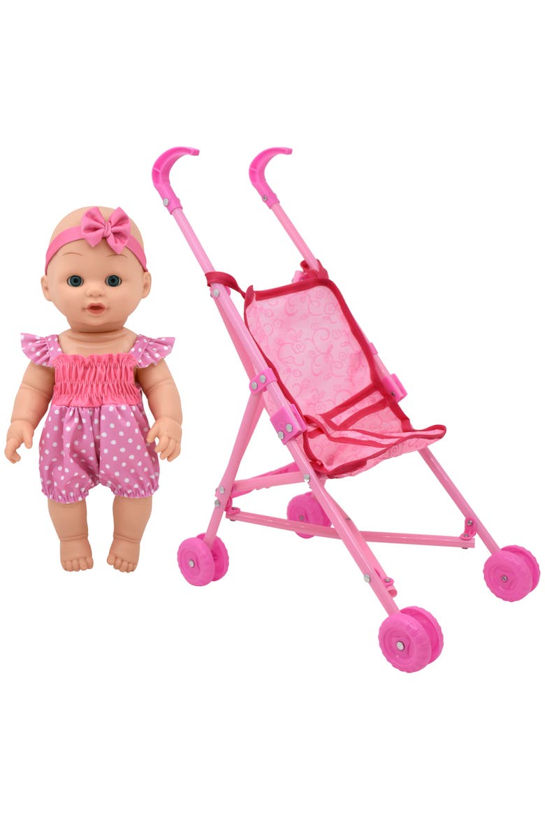 Out For A Stroll Flamingo Jumper Pink & Blue Outfit 12", 3+, Main, color, Multicolored