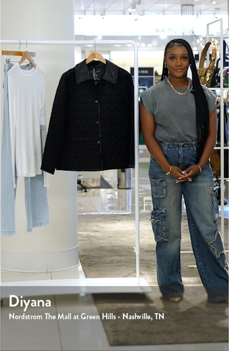 Quilted Faux Leather Trim Recycled Nylon Jacket, sales video thumbnail