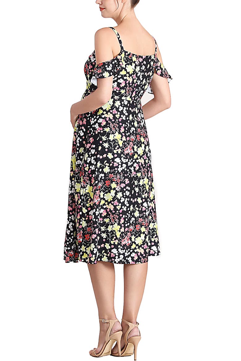 Esme Cold Shoulder Maternity Nursing Dress, Alternate, color, Multicolored