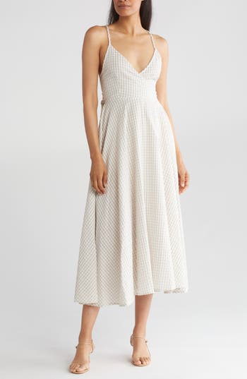 LOVESTITCH LOVESTITCH GINGHAM CROSS BACK MIDI DRESS