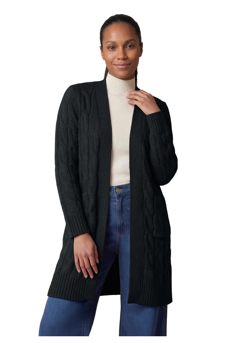 Cable Duster Sweater, Main, color, BLACK
