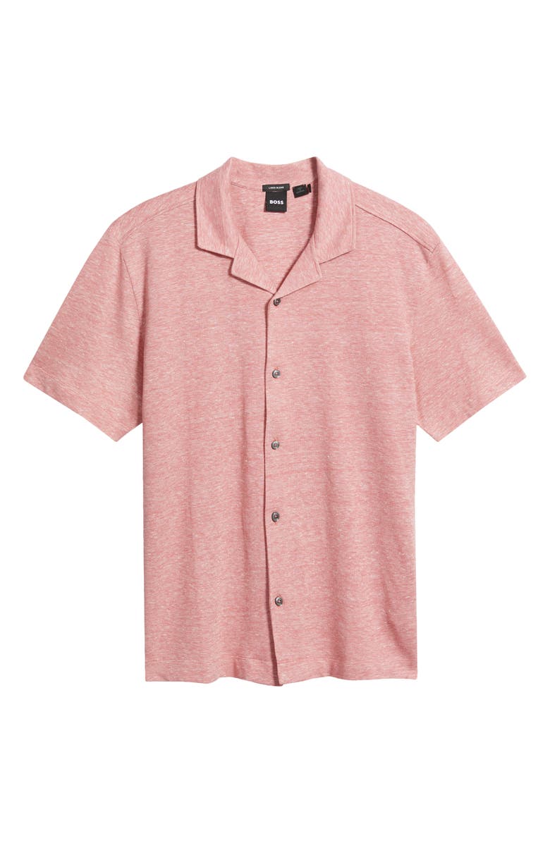 BOSS Powell Button Front Shirt, Main, color, Medium Red