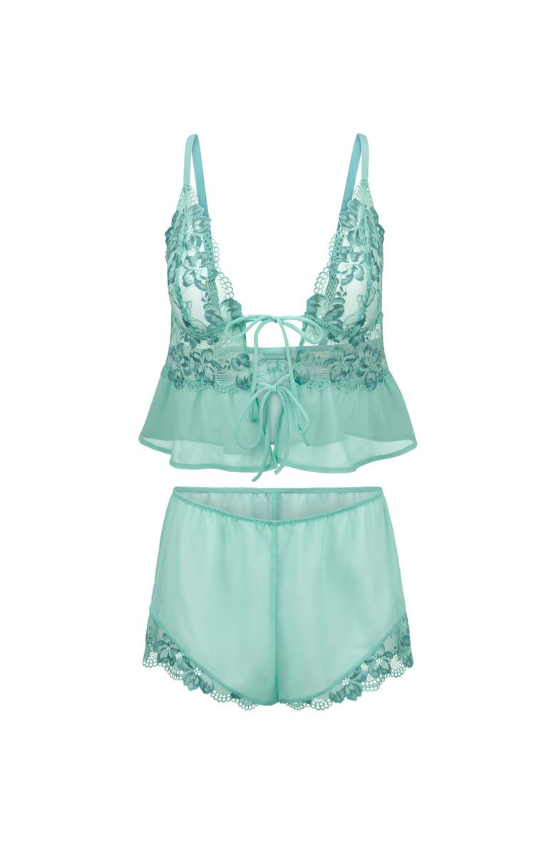 Adore Me Tammy Camisole & Shorts Set Lingerie, Alternate, color, Medium Green