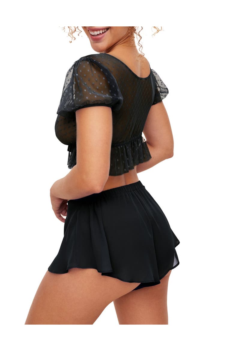 Lindy Crop Top & Short Set Lingerie, Main, color, Black
