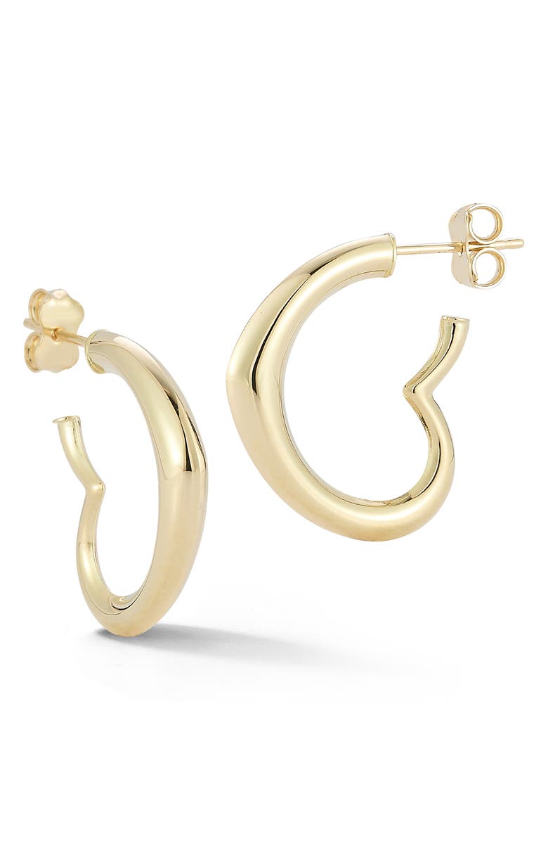 Ember Fine Jewelry 14K Gold Heart Hoop Earrings, Main, color, Gold