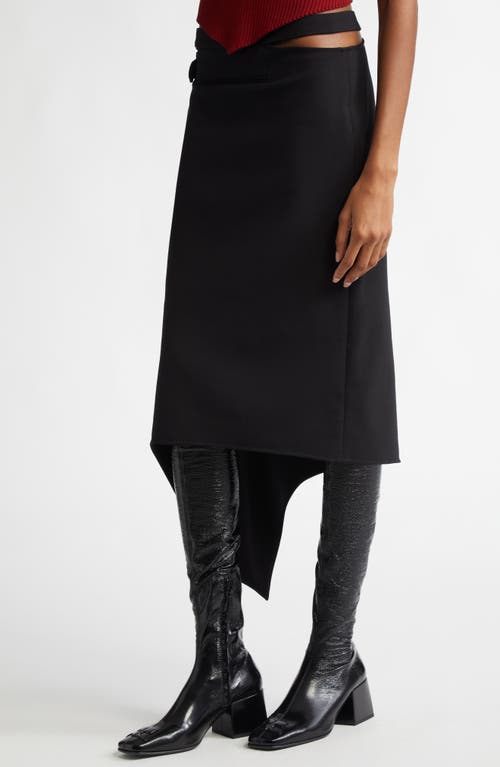 Courrèges Slash Cutout Wool Midi Skirt In Black