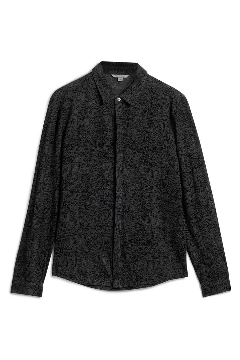 Carrilho Regular Fit Knit Linen Button-Up Shirt, Alternate, color, BLACK