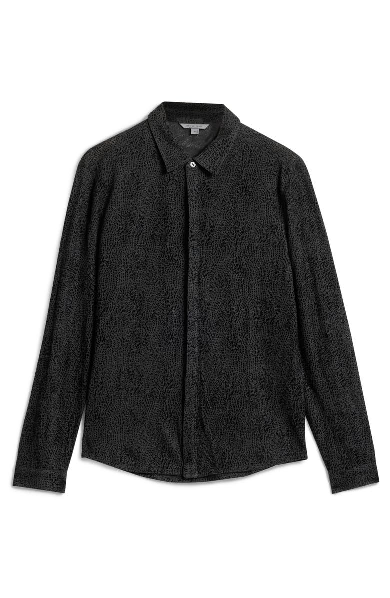 John Varvatos Carrilho Regular Fit Knit Linen Button-Up Shirt, Alternate, color, 