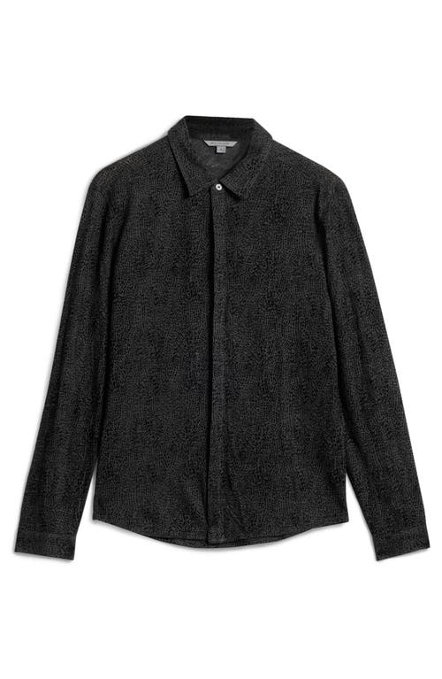 John Varvatos Carrilho Regular Fit Knit Linen Button-up Shirt In Black