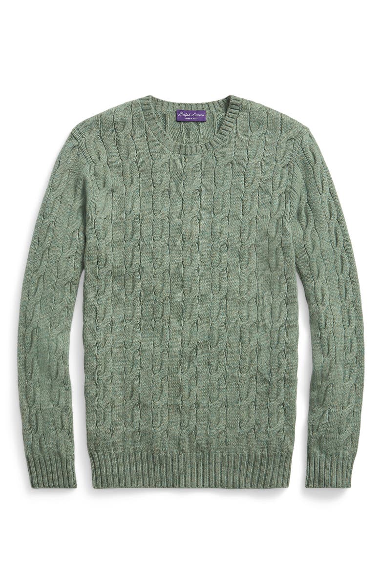 Ralph Lauren Purple Label Cable Stitch Cashmere Sweater, Alternate, color, 
