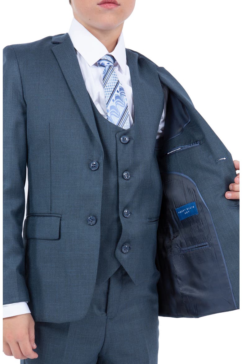 Kids' Navy Five-Piece Sharkskin Suit, Alternate, color, MEDIUM NAVY
