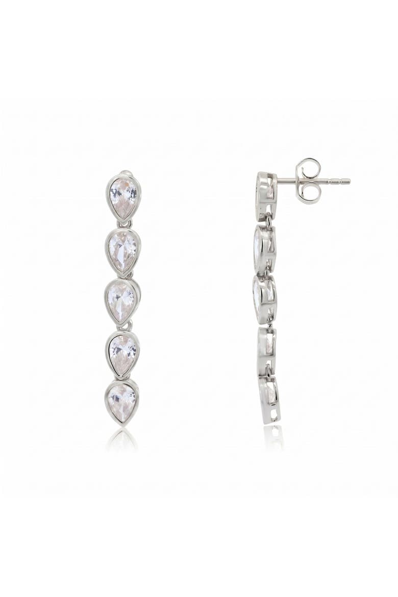 CZ Pear Bezel Dangle Earrings, Main, color, Sterling Silver