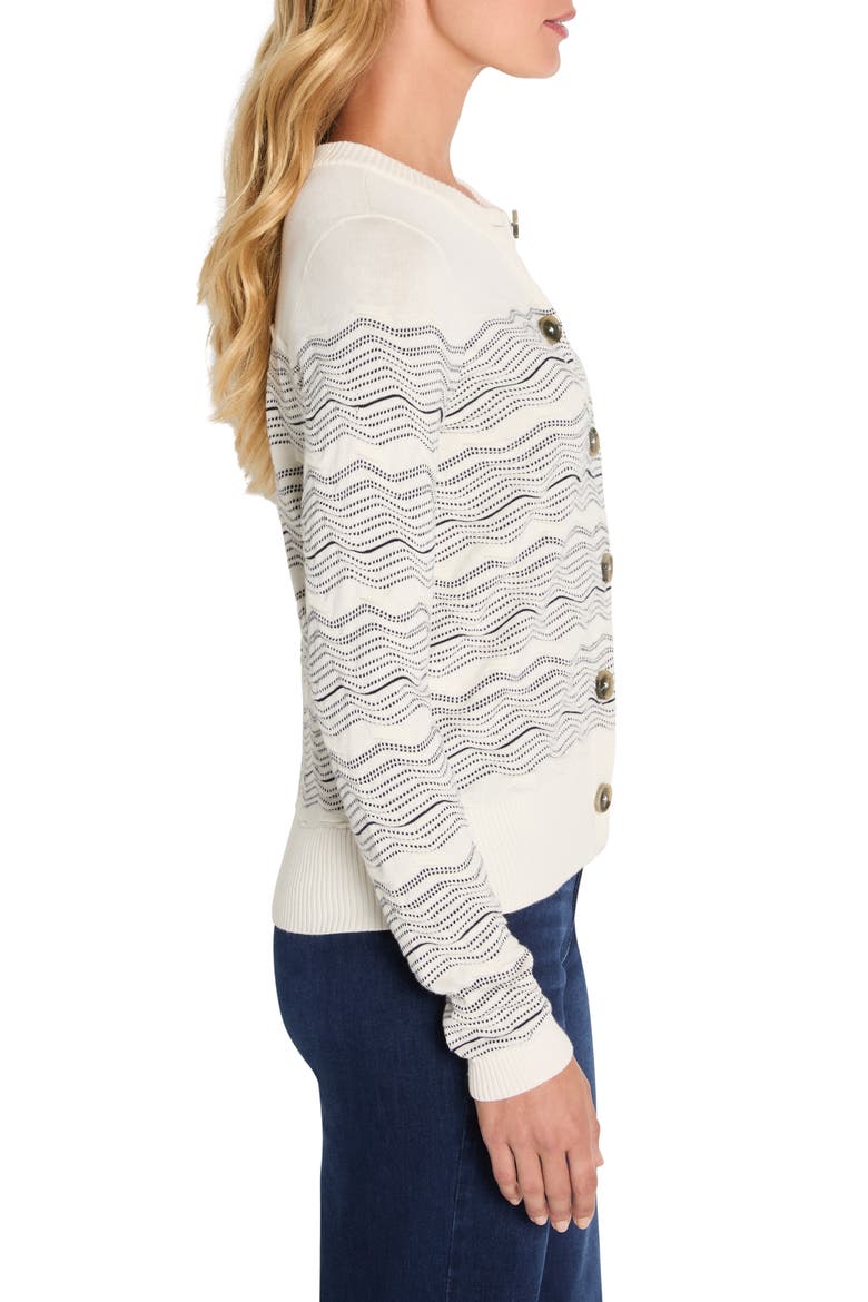 Zigzag Stripe Linen Blend Cardigan, Alternate, color, CREAM MULTI