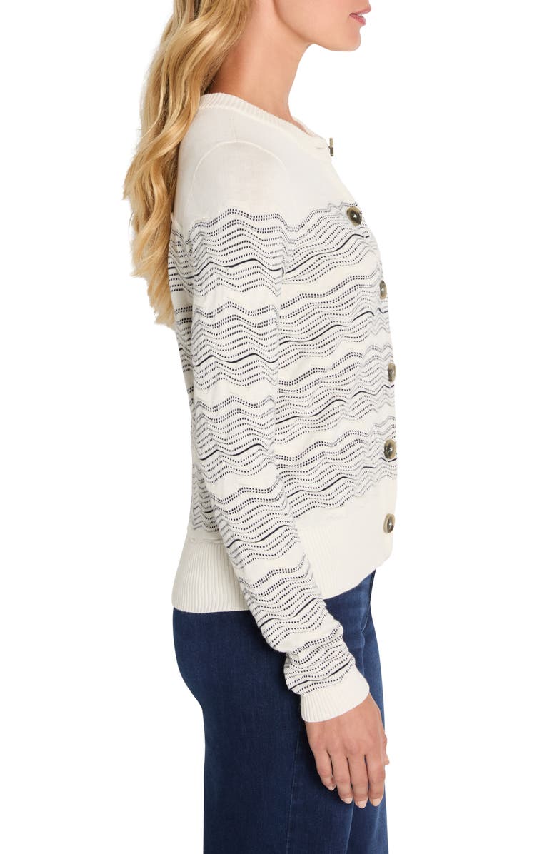 NIC+ZOE Zigzag Stripe Linen Blend Cardigan, Alternate, color, Cream Multi