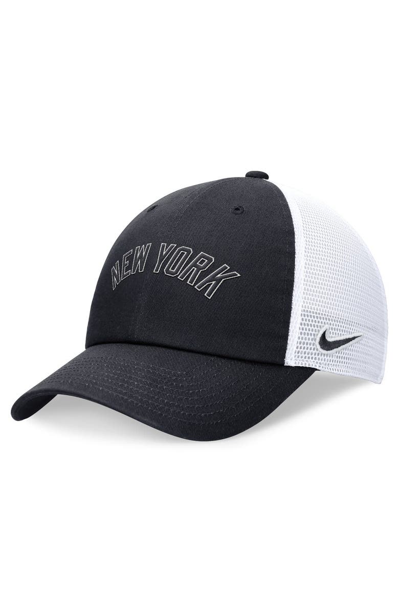 Nike Men's Nike Navy New York Yankees Evergreen Wordmark Trucker Adjustable Hat, Main, color, Navy