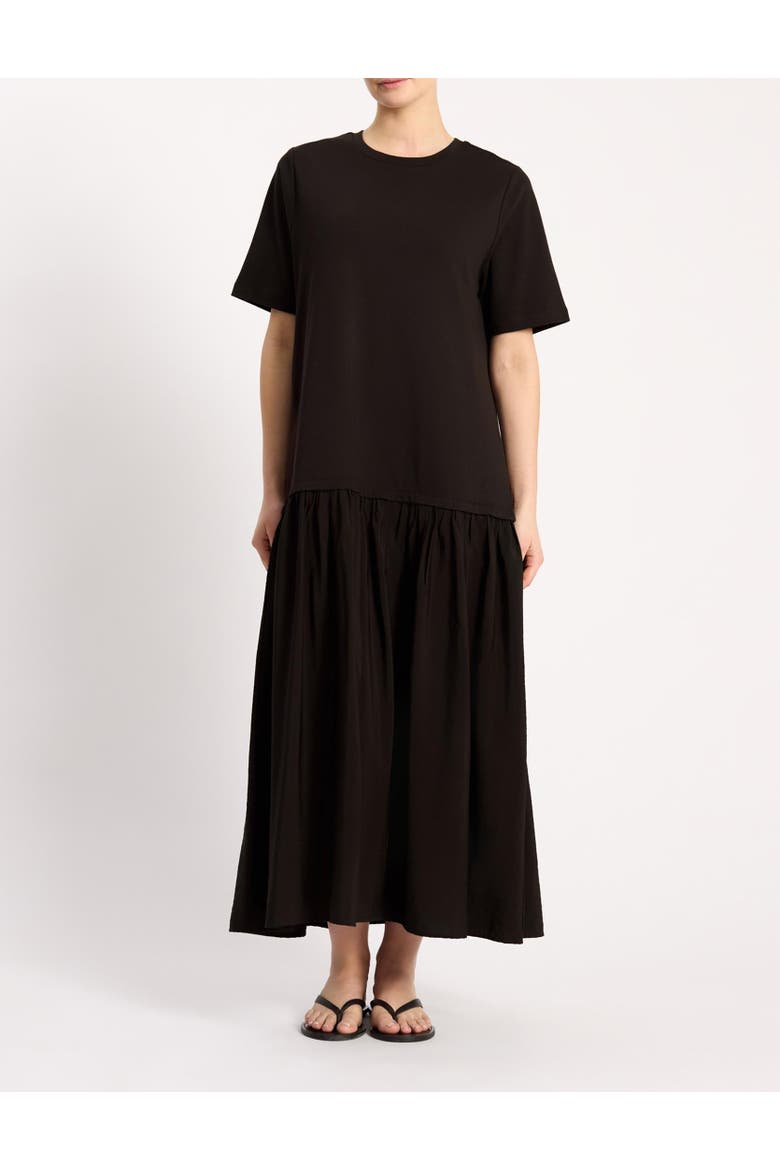 Boxy Crew Neck Maxi Dress, Alternate, color, Chocolate