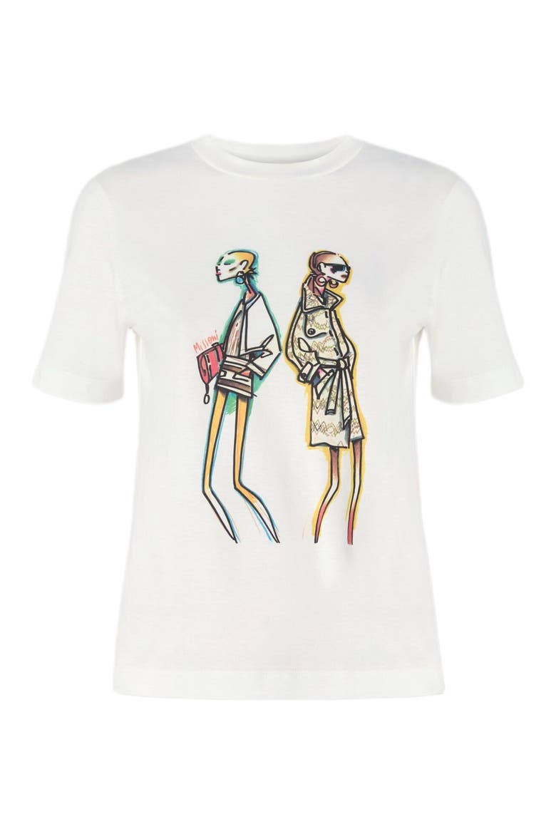 Crew-neck T-shirt In Cotton Jersey With Print And Logo, Alternate, color, White