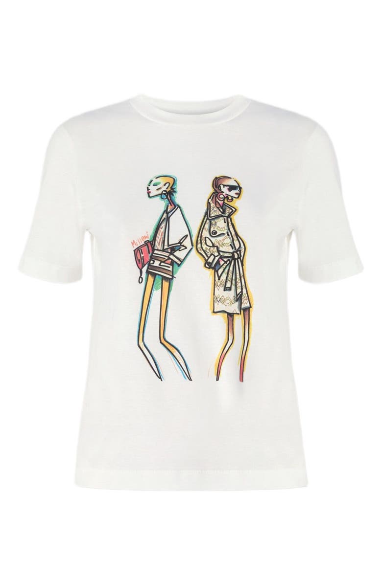 Missoni Crew-neck T-shirt In Cotton Jersey With Print And Logo, Alternate, color, Green& Brown