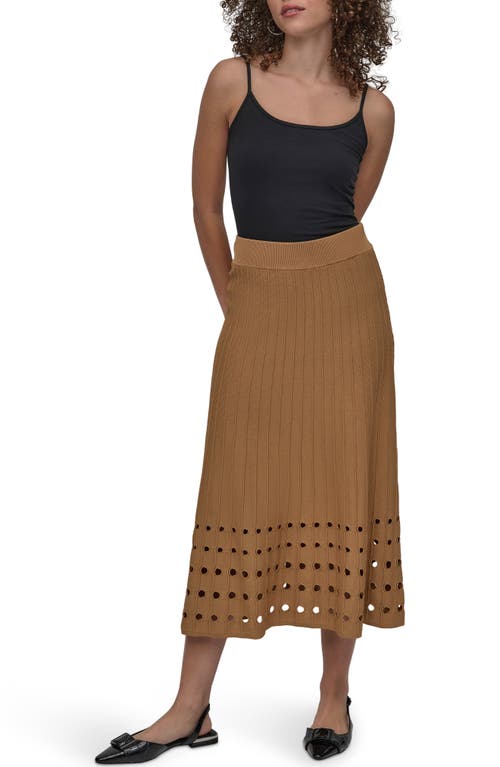 Dkny Rib Open Stitch Crepe Sweater Skirt