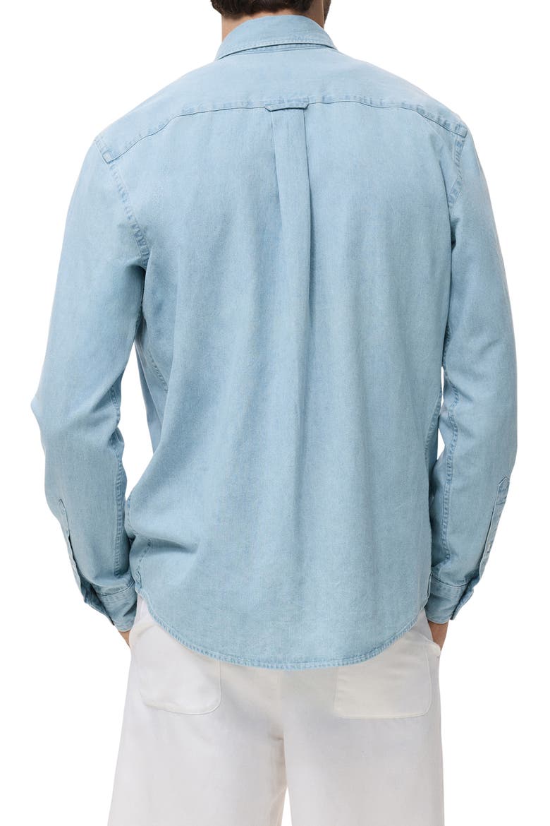 Regular Fit Cotton & Linen Denim Button-Down Shirt, Alternate, color, LIGHT BLUE